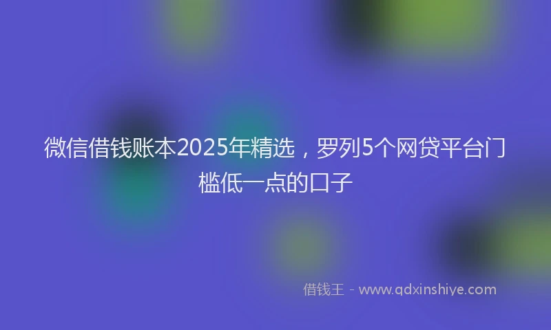微信借钱账本2025年精选，罗列5个网贷平台门槛低一点的口子