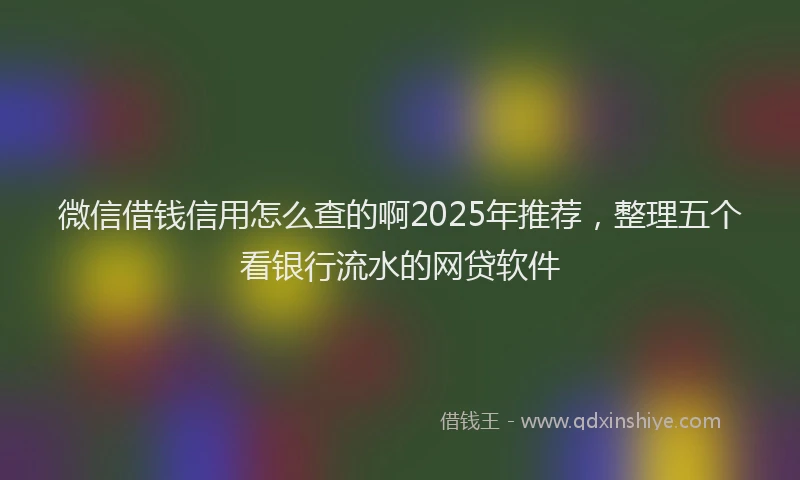 微信借钱信用怎么查的啊2025年推荐，整理五个看银行流水的网贷软件