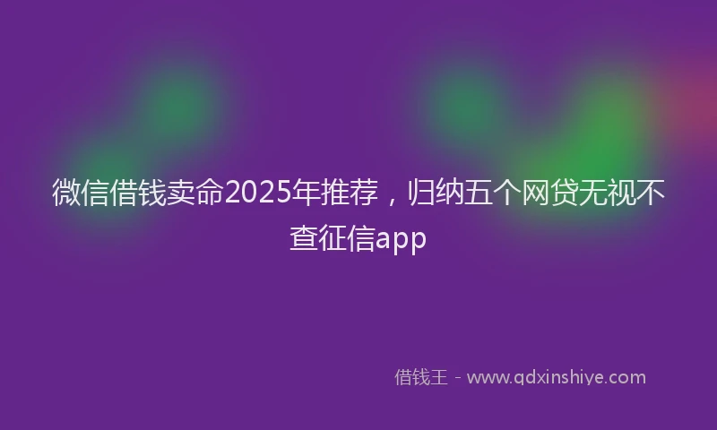 微信借钱卖命2025年推荐，归纳五个网贷无视不查征信app