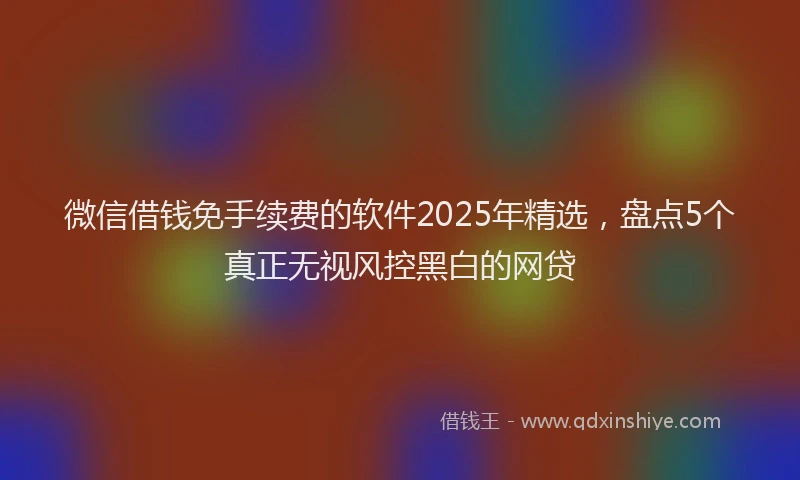 微信借钱免手续费的软件2025年精选，盘点5个真正无视风控黑白的网贷