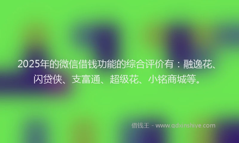 2025年的微信借钱功能的综合评价有：融逸花、闪贷侠、支富通、超级花、小铭商城等。