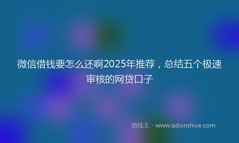 微信借钱要怎么还啊2025年推荐，总结五个极速审核的网贷口子
