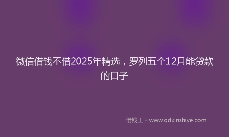 微信借钱不借2025年精选，罗列五个12月能贷款的口子