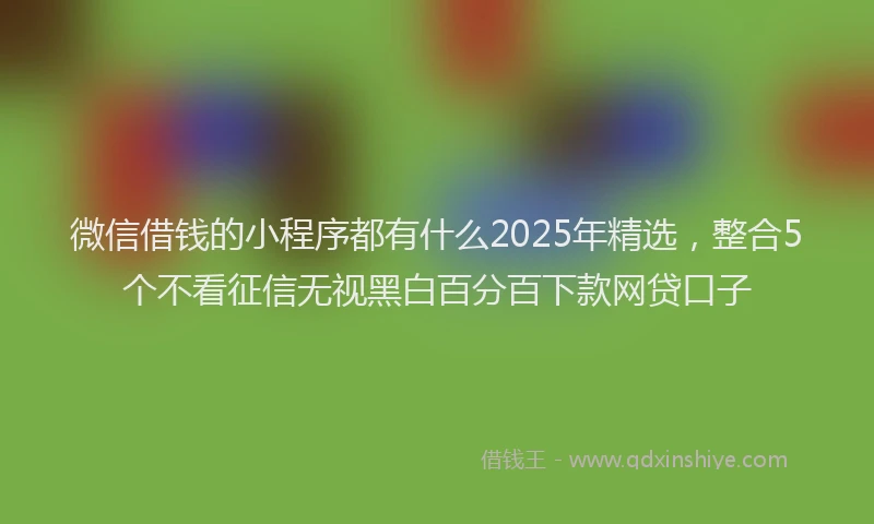 微信借钱的小程序都有什么2025年精选，整合5个不看征信无视黑白百分百下款网贷口子