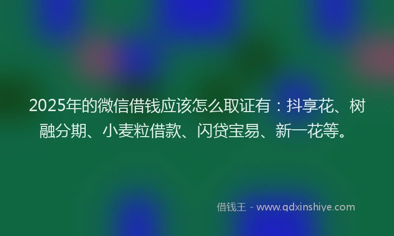 2025年的微信借钱应该怎么取证有：抖享花、树融分期、小麦粒借款、闪贷宝易、新一花等。