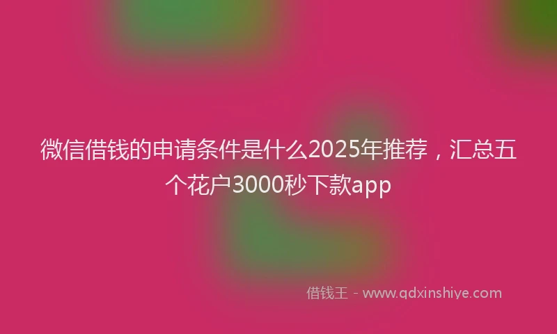 微信借钱的申请条件是什么2025年推荐，汇总五个花户3000秒下款app
