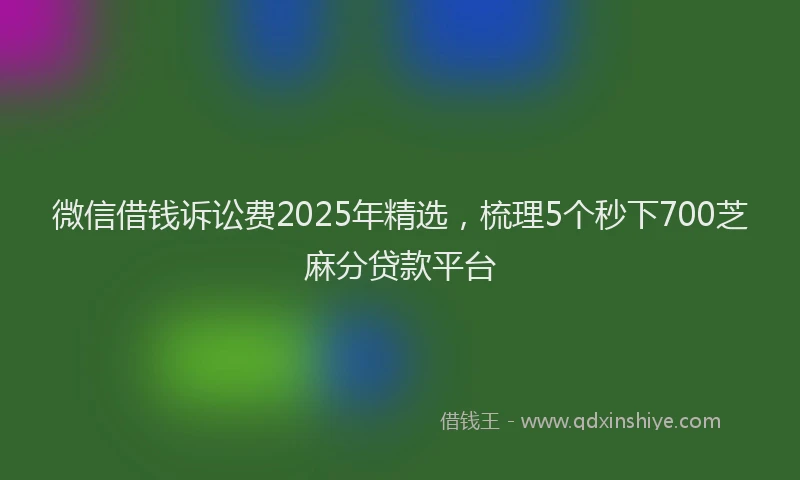 微信借钱诉讼费2025年精选，梳理5个秒下700芝麻分贷款平台