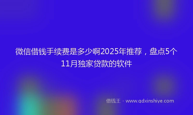 微信借钱手续费是多少啊2025年推荐，盘点5个11月独家贷款的软件