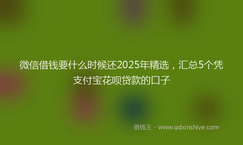 微信借钱要什么时候还2025年精选，汇总5个凭支付宝花呗贷款的口子