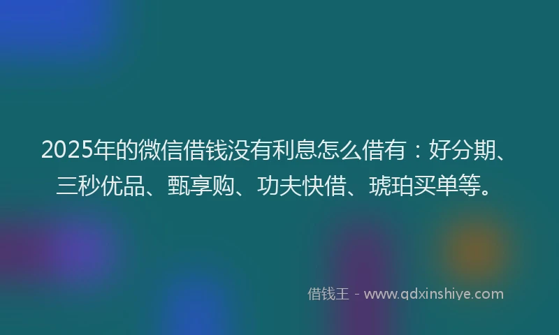 2025年的微信借钱没有利息怎么借有：好分期、三秒优品、甄享购、功夫快借、琥珀买单等。