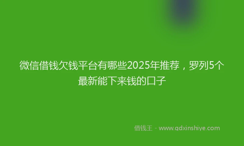 微信借钱欠钱平台有哪些2025年推荐，罗列5个最新能下来钱的口子