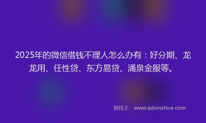 2025年的微信借钱不理人怎么办有：好分期、龙龙用、任性贷、东方易贷、涌泉金服等。