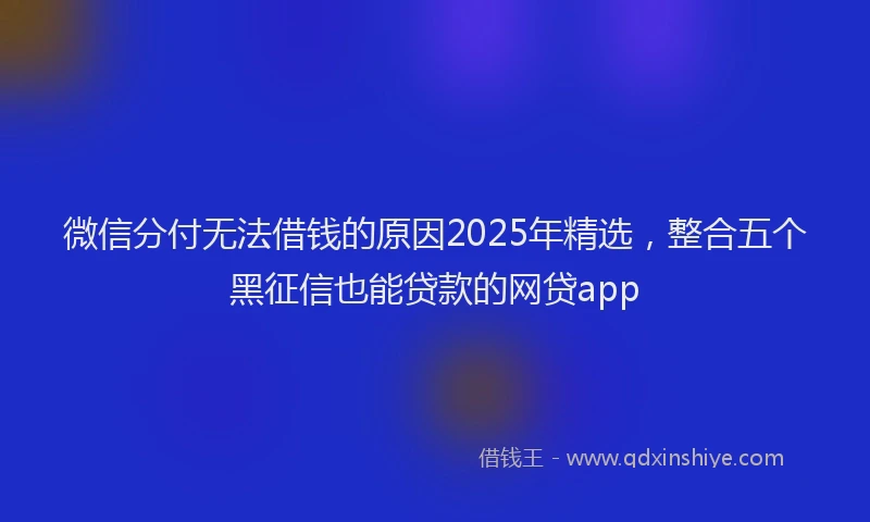 微信分付无法借钱的原因2025年精选，整合五个黑征信也能贷款的网贷app