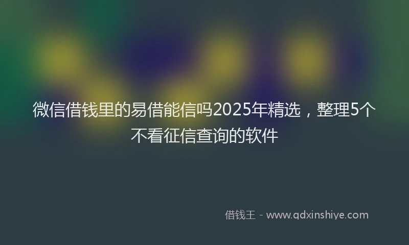 微信借钱里的易借能信吗2025年精选，整理5个不看征信查询的软件