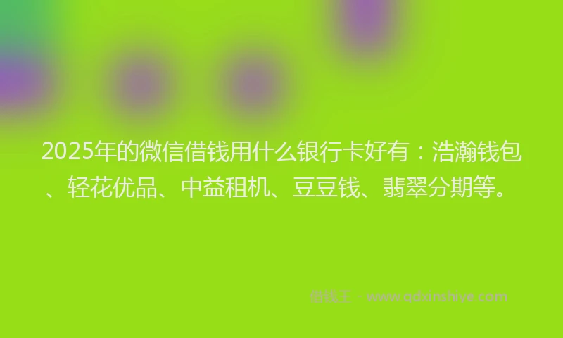 2025年的微信借钱用什么银行卡好有：浩瀚钱包、轻花优品、中益租机、豆豆钱、翡翠分期等。