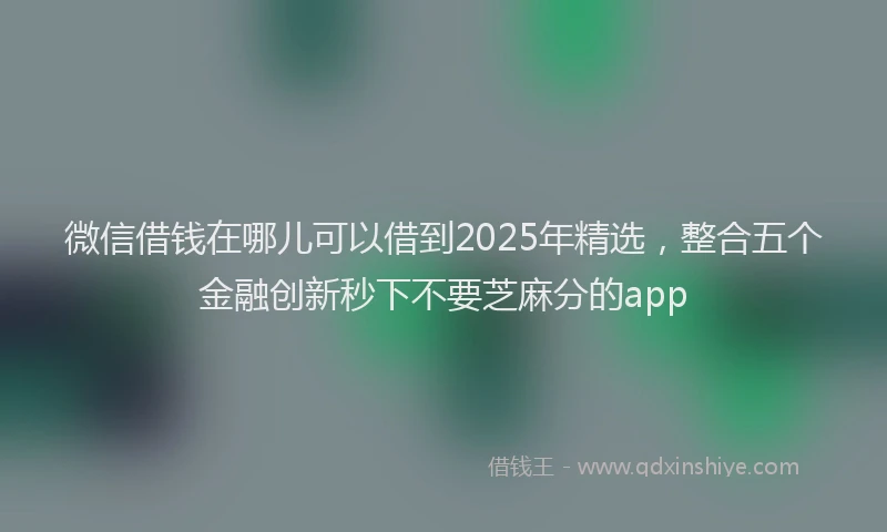 微信借钱在哪儿可以借到2025年精选，整合五个金融创新秒下不要芝麻分的app