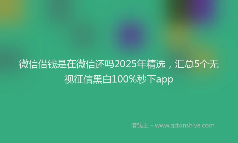 微信借钱是在微信还吗2025年精选，汇总5个无视征信黑白100%秒下app
