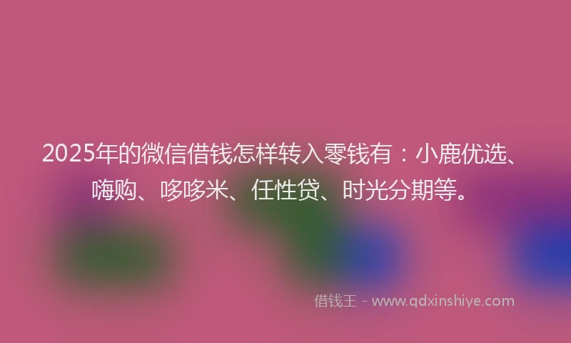 2025年的微信借钱怎样转入零钱有：小鹿优选、嗨购、哆哆米、任性贷、时光分期等。