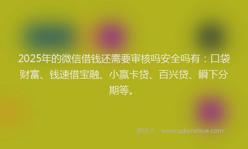 2025年的微信借钱还需要审核吗安全吗有：口袋财富、钱速借宝融、小赢卡贷、百兴贷、瞬下分期等。
