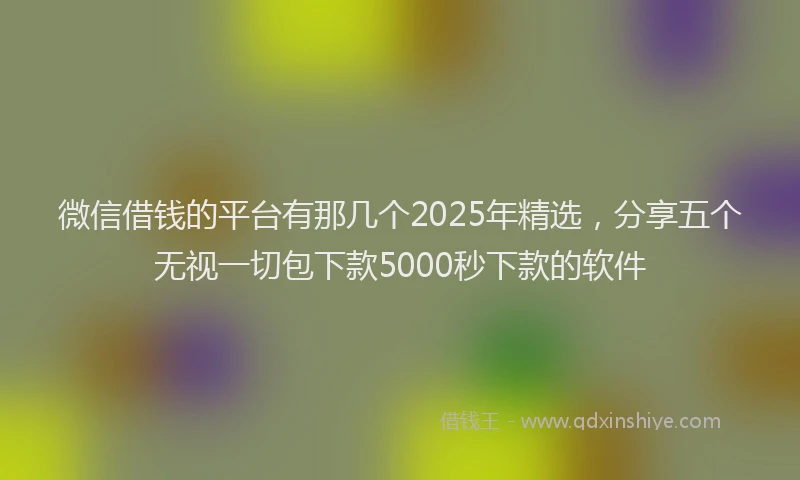 微信借钱的平台有那几个2025年精选，分享五个无视一切包下款5000秒下款的软件