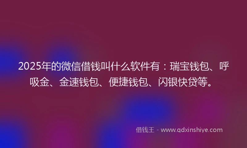 2025年的微信借钱叫什么软件有：瑞宝钱包、呼吸金、金速钱包、便捷钱包、闪银快贷等。