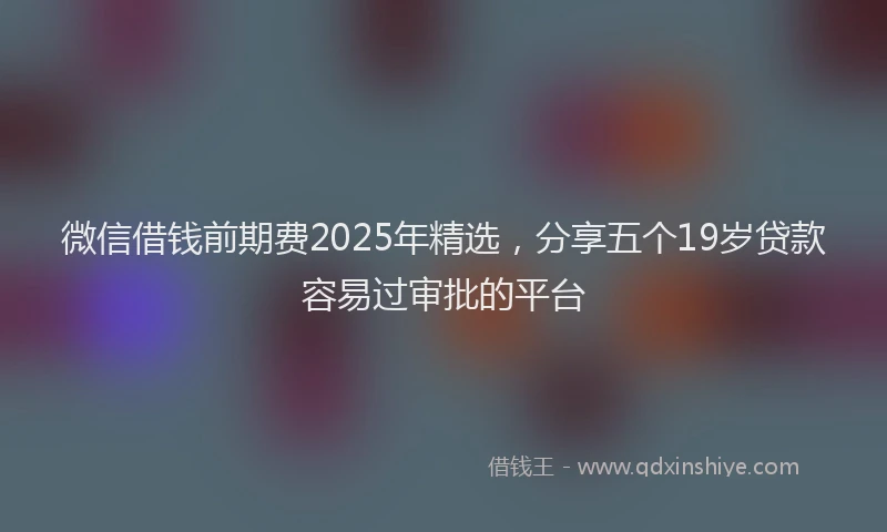 微信借钱前期费2025年精选，分享五个19岁贷款容易过审批的平台