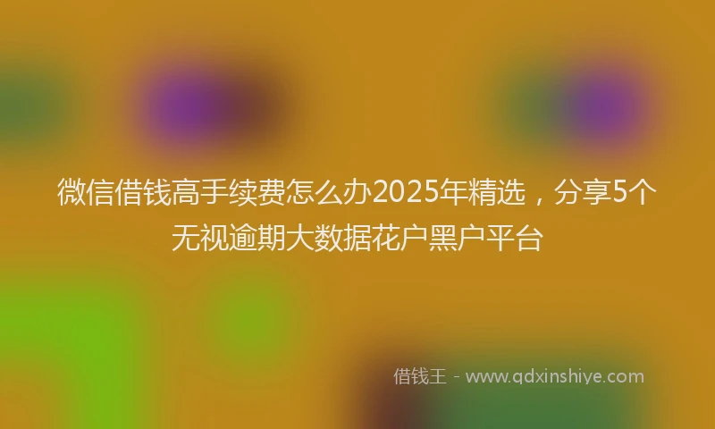 微信借钱高手续费怎么办2025年精选，分享5个无视逾期大数据花户黑户平台