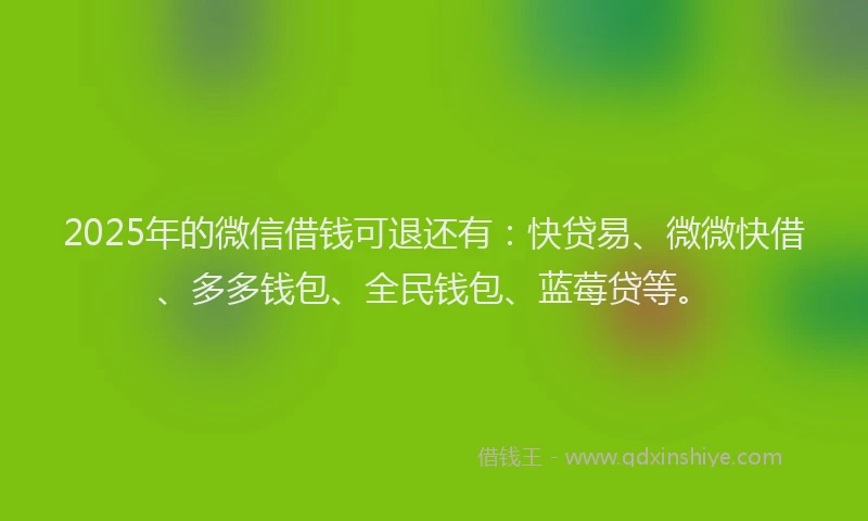 2025年的微信借钱可退还有：快贷易、微微快借、多多钱包、全民钱包、蓝莓贷等。