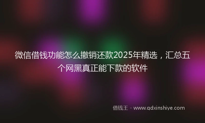 微信借钱功能怎么撤销还款2025年精选，汇总五个网黑真正能下款的软件