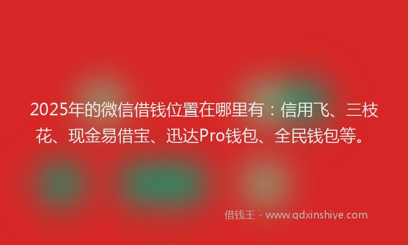 2025年的微信借钱位置在哪里有：信用飞、三枝花、现金易借宝、迅达Pro钱包、全民钱包等。