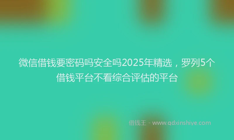 微信借钱要密码吗安全吗2025年精选，罗列5个借钱平台不看综合评估的平台