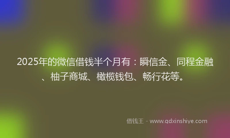 2025年的微信借钱半个月有：瞬信金、同程金融、柚子商城、橄榄钱包、畅行花等。