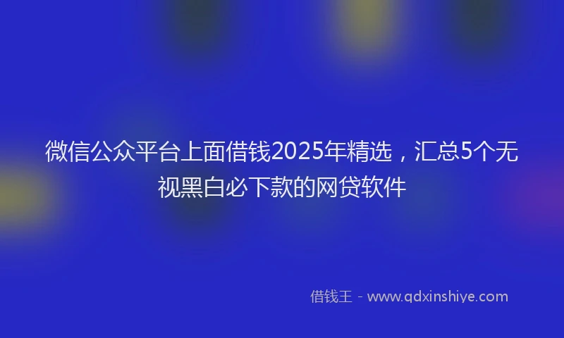 微信公众平台上面借钱2025年精选，汇总5个无视黑白必下款的网贷软件