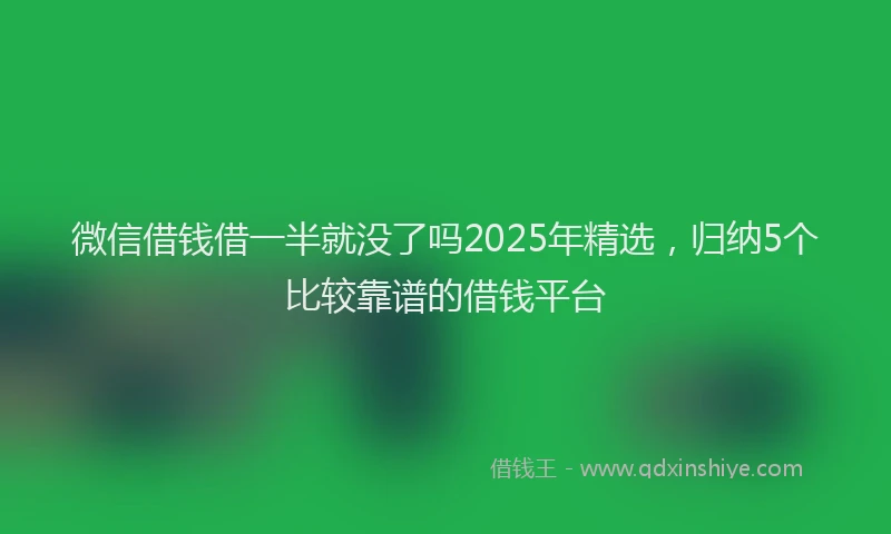 微信借钱借一半就没了吗2025年精选，归纳5个比较靠谱的借钱平台