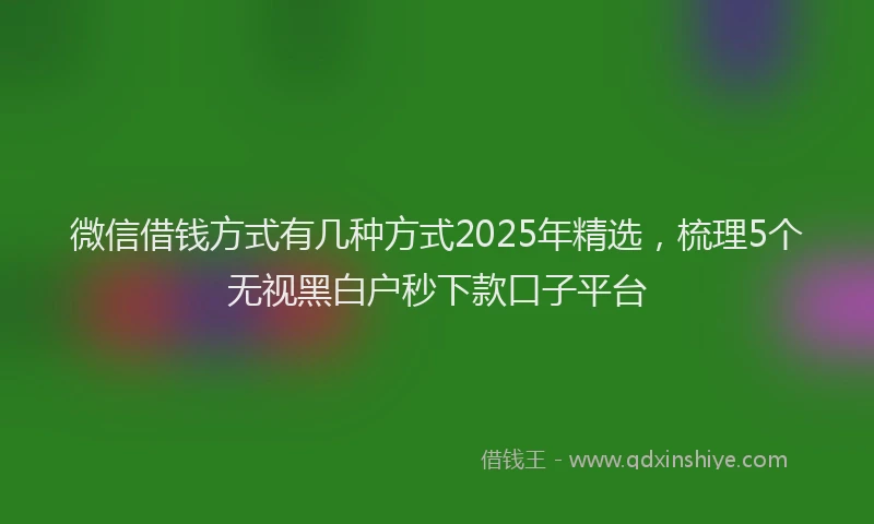微信借钱方式有几种方式2025年精选，梳理5个无视黑白户秒下款口子平台