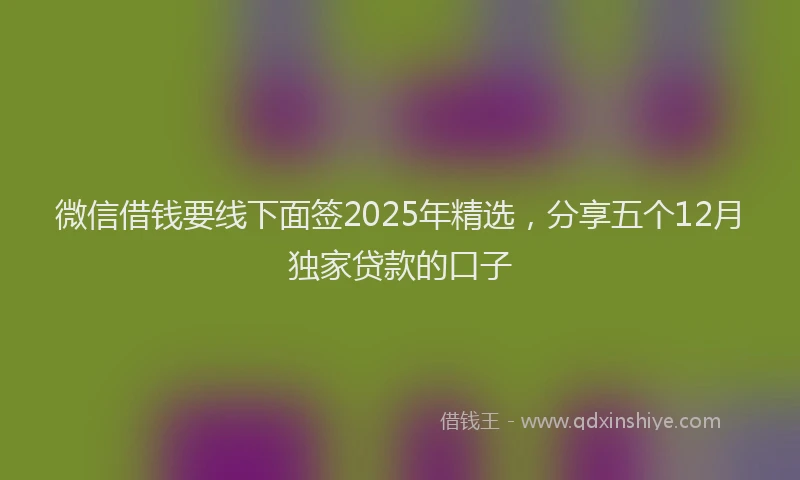 微信借钱要线下面签2025年精选，分享五个12月独家贷款的口子