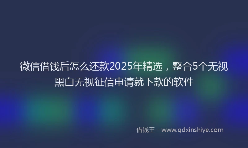 微信借钱后怎么还款2025年精选，整合5个无视黑白无视征信申请就下款的软件
