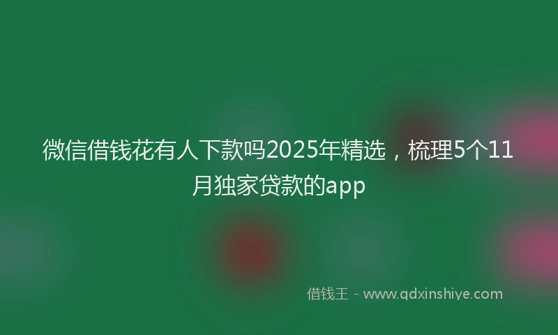 微信借钱花有人下款吗2025年精选，梳理5个11月独家贷款的app