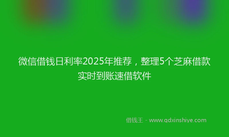 微信借钱日利率2025年推荐，整理5个芝麻借款实时到账速借软件