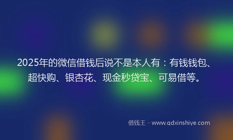 2025年的微信借钱后说不是本人有：有钱钱包、超快购、银杏花、现金秒贷宝、可易借等。