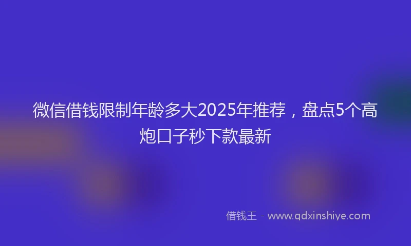 微信借钱限制年龄多大2025年推荐，盘点5个高炮口子秒下款最新