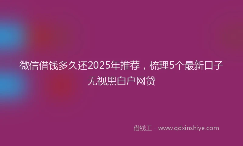 微信借钱多久还2025年推荐，梳理5个最新口子无视黑白户网贷