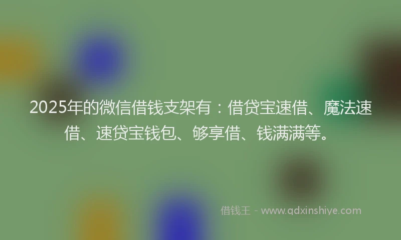 2025年的微信借钱支架有：借贷宝速借、魔法速借、速贷宝钱包、够享借、钱满满等。