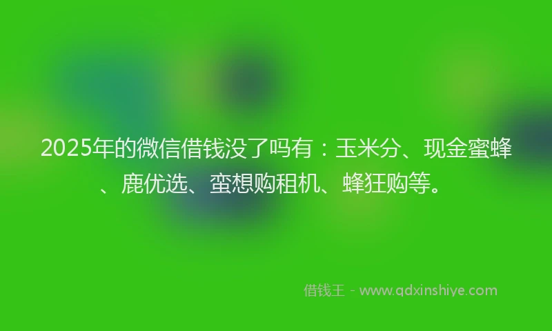 2025年的微信借钱没了吗有：玉米分、现金蜜蜂、鹿优选、蛮想购租机、蜂狂购等。