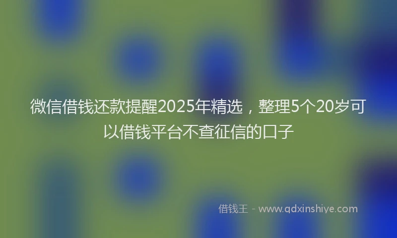 微信借钱还款提醒2025年精选，整理5个20岁可以借钱平台不查征信的口子