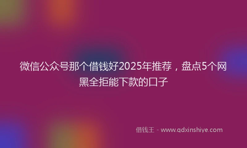 微信公众号那个借钱好2025年推荐，盘点5个网黑全拒能下款的口子