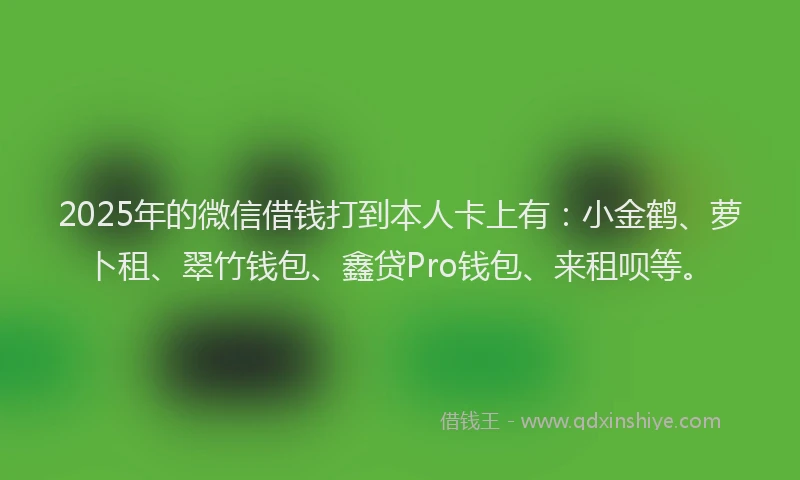 2025年的微信借钱打到本人卡上有：小金鹤、萝卜租、翠竹钱包、鑫贷Pro钱包、来租呗等。