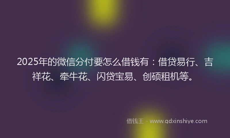 2025年的微信分付要怎么借钱有：借贷易行、吉祥花、牵牛花、闪贷宝易、创硕租机等。