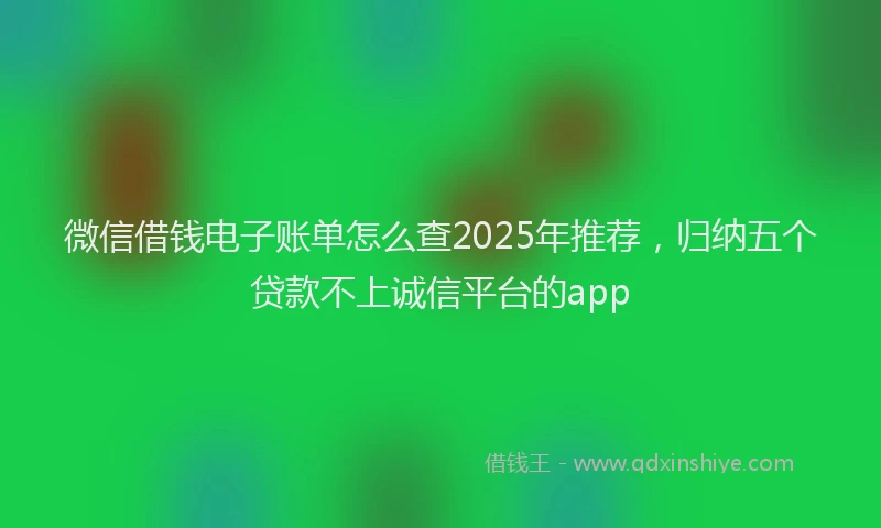 微信借钱电子账单怎么查2025年推荐，归纳五个贷款不上诚信平台的app