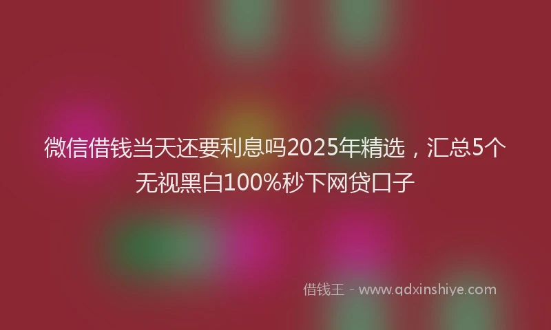 微信借钱当天还要利息吗2025年精选，汇总5个无视黑白100%秒下网贷口子